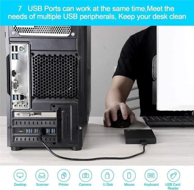 Alt view image 6 of 7 - 7 Ports (2X USB C - 5X USB A) USB PCI Express Card PCIe, 5Gbps High Speed USB3.0 PCI-EX1 X4 X8 X16 Adapter Converter for Desktop PC, for for XP, for WIN7, for WIN8, for WIN8.1, WIN10