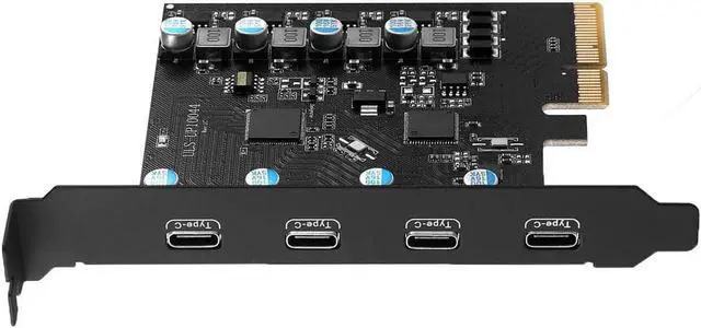 Main image of 10Gbps Superspeed 4-Ports PCI-E to USB 3.2 Expansion Card -4*10Gbps Type-C - PCI Express(PCIe) Expansion Card USB Card for Desktop PC Support Win XP Win7/8/10