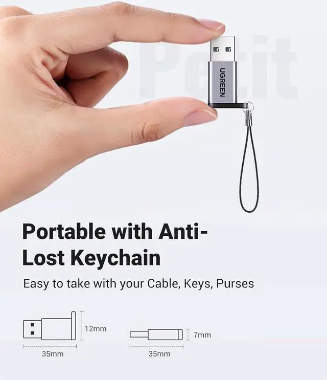Alt view image 4 of 7 - 10Gbps USB C Female to USB Male Adapter 2 Pack Type C to USB A Charger Cable Converter Compatible with Apple Watch iPhone 15 14 13 AirPods 3 MacBook Galaxy Note Google Pixel etc Gray