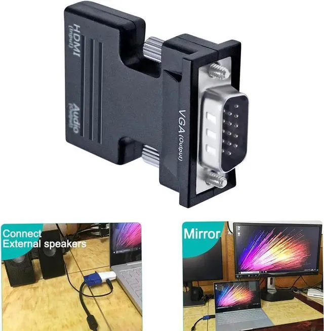 Alt view image 3 of 6 - Aomoproing  HDMI to VGA Adapter with 3.5mm Audio Port (PC HDMI Source Output to VGA TV) for Old Computer Monitor Laptop Projector 1080P Video (Female HDMI in Male VGA Out adaptador)