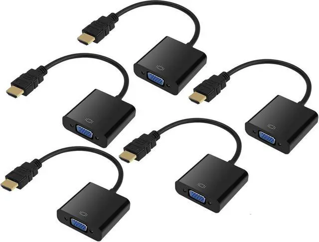 Main image of HDMI to VGA Adapter  HDMI to VGA Converter Adapter for TV, Monitor, Projector, HDTV, Chromebook, Raspberry Pi, Roku, Xbox and More, Full HD 1080p  [5-Pack]