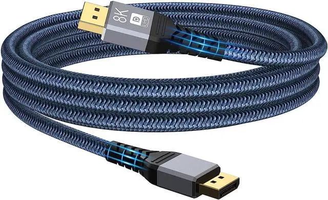 Main image of DisplayPort to DisplayPort Cable 8K DP1.4 Cable Nylon Braided (8K@60Hz 4K@120Hz 165Hz 144Hz),Ultra High Speed DP to DP Cable 6.6FT Compatible with Laptop PC TV Gaming Monitor