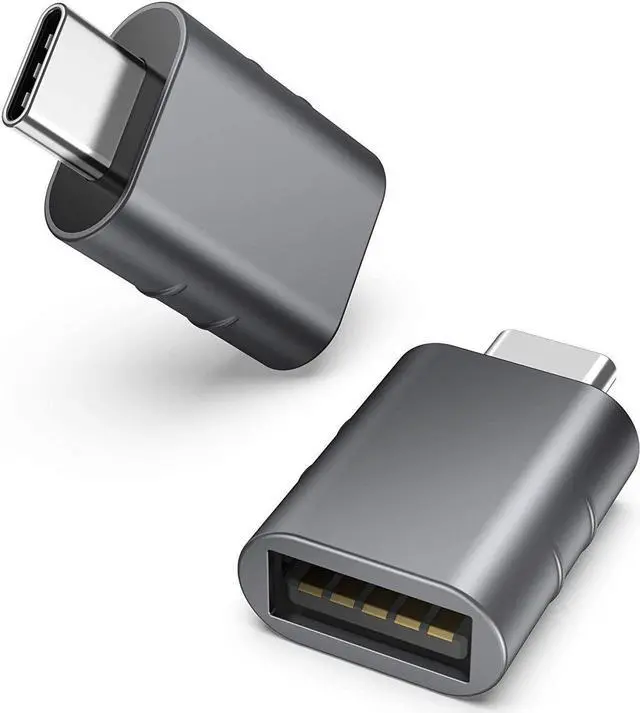 Main image of USB C to USB Adapter Pack of 2 USB C Male to USB 3.0 Female Adapter Compatible with MacBook Pro Air 2024 Surface iPad Notebook XPS and More Type C Devices Space Grey