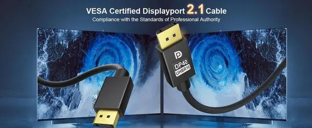 Alt view image 2 of 6 - [VESA Certified] 3.3ft DisplayPort Cable 2.1, Support 8K 60Hz, 4K 144Hz/120Hz (DisplayPort 2.1 Cable) with FreeSync, G-SYNC and HDR for Gaming Monitor, PC, RTX 3080/3090, RX 6800/6900 and More
