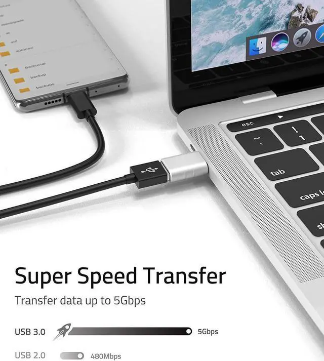 Alt view image 7 of 7 - USB C to USB Adapter Pack of 2 USB C Male to USB3 Female Adapter Compatible with MacBook Pro 2021 iMac iPad Mini 6/Pro MacBook Air 2022 and Other Type C or Thunderbolt 4/3 Devices Space (Silver)