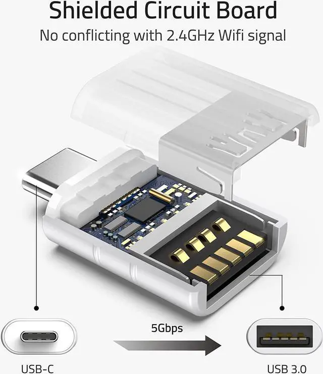 Alt view image 4 of 7 - USB C to USB Adapter Pack of 2 USB C Male to USB3 Female Adapter Compatible with MacBook Pro 2021 iMac iPad Mini 6/Pro MacBook Air 2022 and Other Type C or Thunderbolt 4/3 Devices Space (Silver)