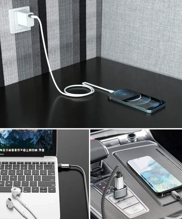 Alt view image 6 of 6 - USB to USB C Adapter 4 Pack,Type C Female to A Male Charger Converter for Apple Watch Ultra iWatch 8 7,iPhone 15 14 13 12 11 Pro Plus Max,Airpods,iPad 9 10 Air 5 Mini 6,Samsung Galaxy S23 S22 (Grey)