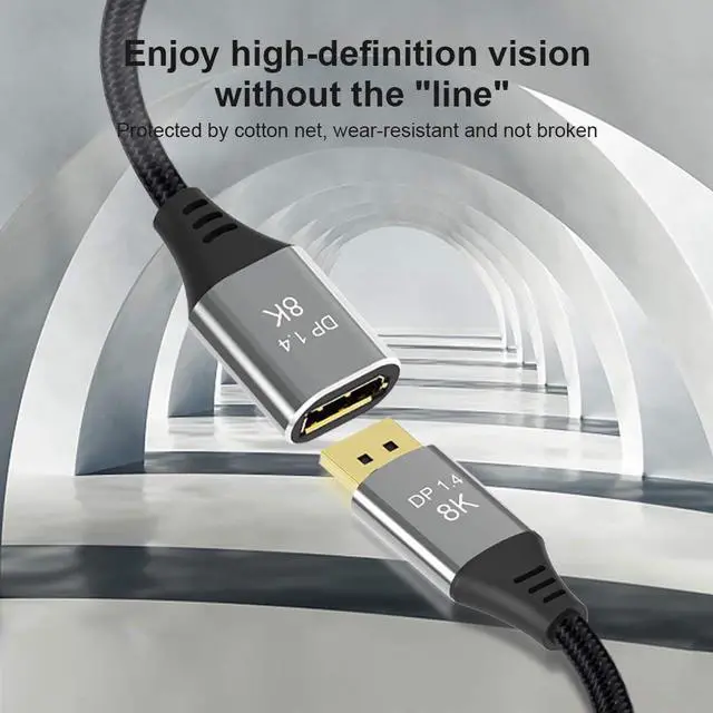 Alt view image 2 of 7 - [VESA Certified] 3.3 ft DisplayPort Extension Cable 1.4, Support 8K 60Hz, 4K 144Hz (DisplayPort 1.4 Cable) with FreeSync, G-SYNC and HDR for Gaming Monitor, PC, RTX 3080/3090, RX 6800/6900