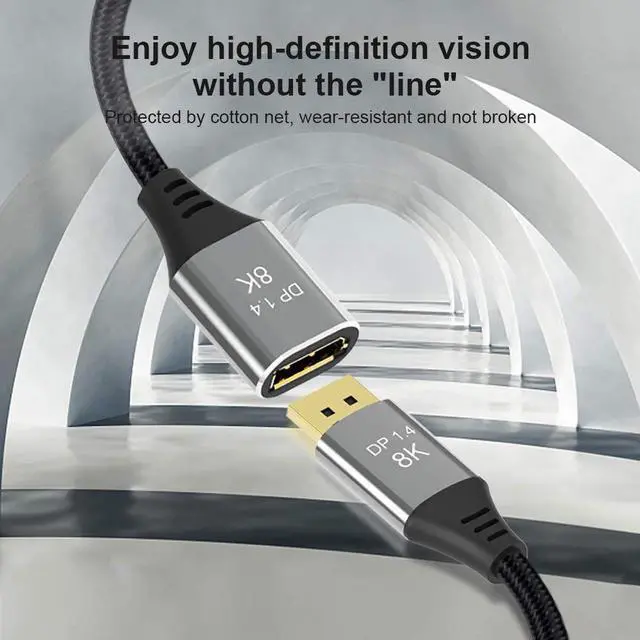 Alt view image 4 of 7 - Certified DisplayPort 1.4 Extension Cable ,  8K 3.3ft/1M DP Cable Cord (8K@60Hz, 4K@144Hz, 1080P@240Hz) Display Port HBR3 32.4Gbps, HDCP 2.2 for Odyssey G9 CHG90, PC, Laptop, TV Gaming