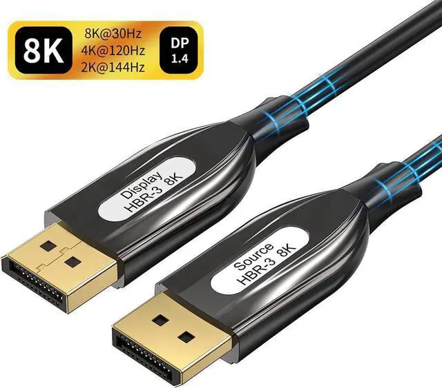 Main image of Unidirectional Fiber Optic DisplayPort 1.4 Cable 16ft (DisplayPort Cable 1.4) Support 8K 60Hz, 4K 144Hz and HDR for Gaming Monitor, PC, RTX 3080/3090, RX 6800/6900 and More