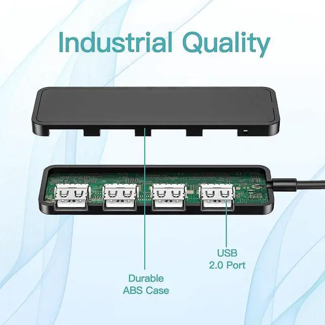 Alt view image 3 of 7 - USB Hub USB Splitter USB 4-Port Adapter USB Extender for for Laptop PC MacBook Mac Pro Mac Mini iMac Surface Pro and More (Black-USB 2.0/0.3m)