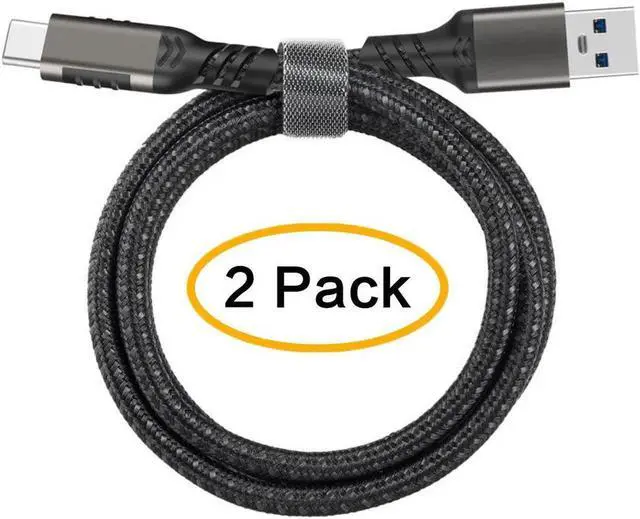 Main image of USB A to USB C Braided Cable 2Pack(1.6ft+1.6ft), USB 3.1 Gen 2 10Gbps 3A 60W Fast Charge ,for PD Docking Station,T5 LaCie SSD,Hard Drives,MacBook Pro,iPad Pro 2018,Black