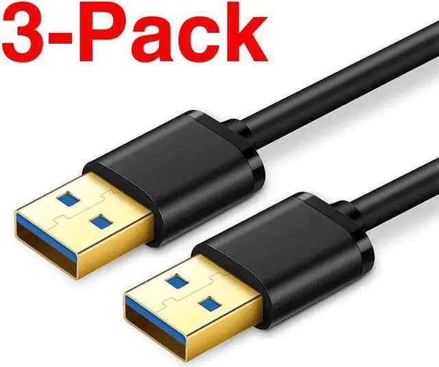 Main image of 3 Pack USB to USB Cable 1.64 Feet, USB 3.0 Male to Male USB Type A Cord with Gold-Plated Connector for Data Transfer Compatible with Hard Drive, Laptop, DVD Player, TV, Monitor, Camera and More