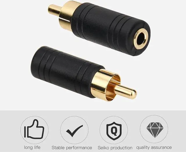 Alt view image 6 of 6 - RCA Male to 3.5mm Female Adapter 2 Pack RCA Plug to 1/8 Female Mono Jack Audio Connector Converter Gold Plated UIInosoo for Receiver Subwoofer Speaker Audio Equipment