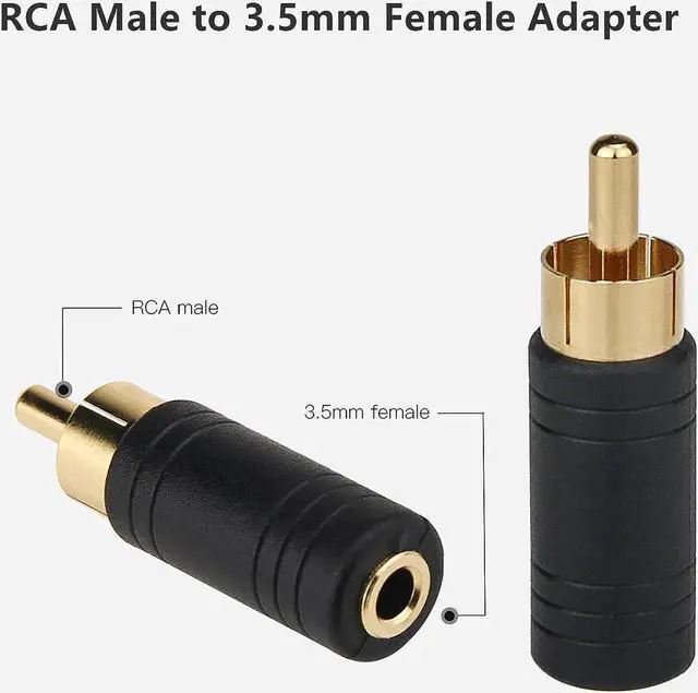 Alt view image 2 of 6 - RCA Male to 3.5mm Female Adapter 2 Pack RCA Plug to 1/8 Female Mono Jack Audio Connector Converter Gold Plated UIInosoo for Receiver Subwoofer Speaker Audio Equipment