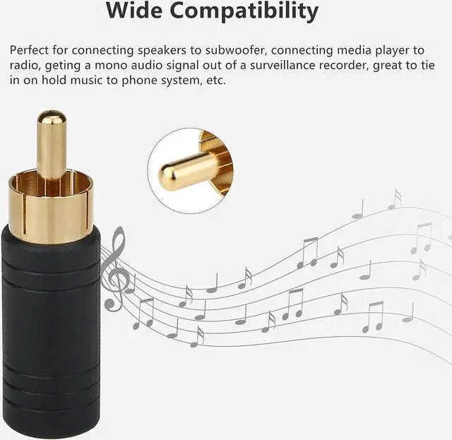 Alt view image 4 of 6 - RCA Male to 3.5mm Female Adapter 2 Pack RCA Plug to 1/8 Female Mono Jack Audio Connector Converter Gold Plated UIInosoo for Receiver Subwoofer Speaker Audio Equipment
