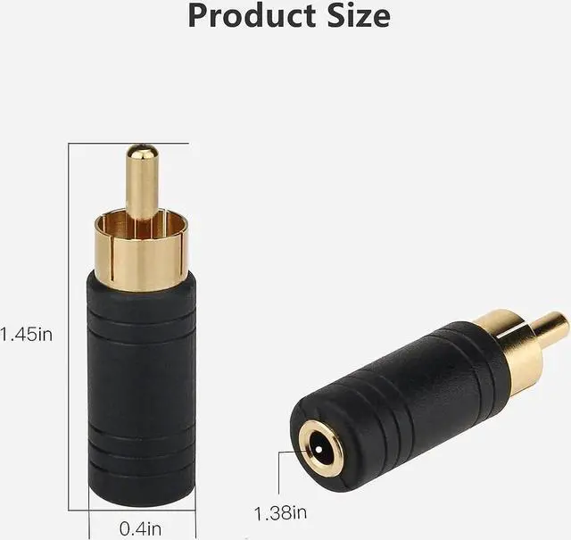 Alt view image 3 of 6 - RCA Male to 3.5mm Female Adapter 2 Pack RCA Plug to 1/8 Female Mono Jack Audio Connector Converter Gold Plated UIInosoo for Receiver Subwoofer Speaker Audio Equipment
