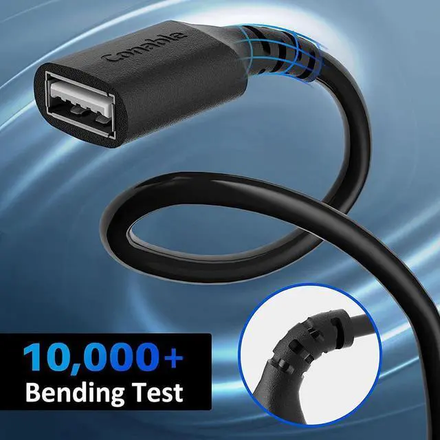 Alt view image 3 of 7 - 3 Pack USB Extension Cable 10 FT USB 2.0 Type A Male to Female Extender Cord Adapter Compatible with Printer Keyboard Mouse Flash Drive Hard Drive Controller Black Cable with 5 Cable Ties