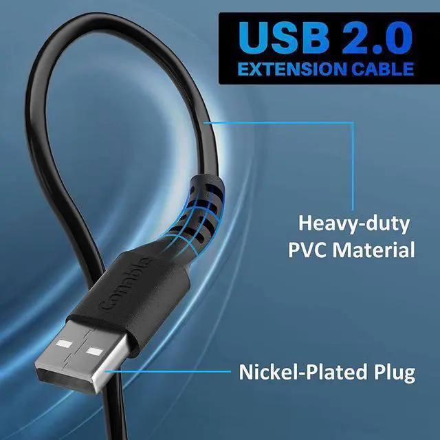 Alt view image 7 of 7 - 3 Pack USB Extension Cable 10 FT USB 2.0 Type A Male to Female Extender Cord Adapter Compatible with Printer Keyboard Mouse Flash Drive Hard Drive Controller Black Cable with 5 Cable Ties