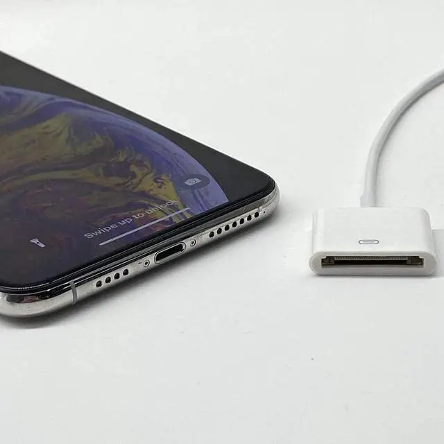 Alt view image 4 of 7 - Lightning to 30-Pin Adapter MFi Certified 8-Pin Male to 30-Pin Female Converter Charging Data Sync Cable Connector Compatible iPhone 12/11/X/8/7/6/5/iPad/iPod White (No Audio)