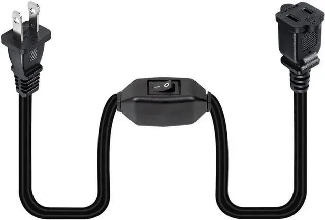 Alt view image 2 of 3 - Short 2 Prong Extension Cord, US AC 2-Prong Male to Female Power Cable 12A/125V,Nema 1-15P to 1-15R Outlet Extension Cable(Black with Switch)