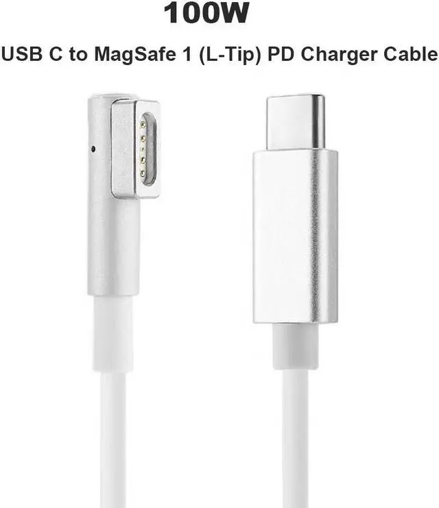 Alt view image 2 of 7 - USB C Type C to Magsafe 1 L-Tip Adapter PD Cable for Apple MacBook Pro 13" 15" 17" MacBook 13" Macbook Air Pro 11 inch 13 inch (Before 2012 Year) A1244 A1369 A1370 A1184 A1330 A1344 A1222 A1172