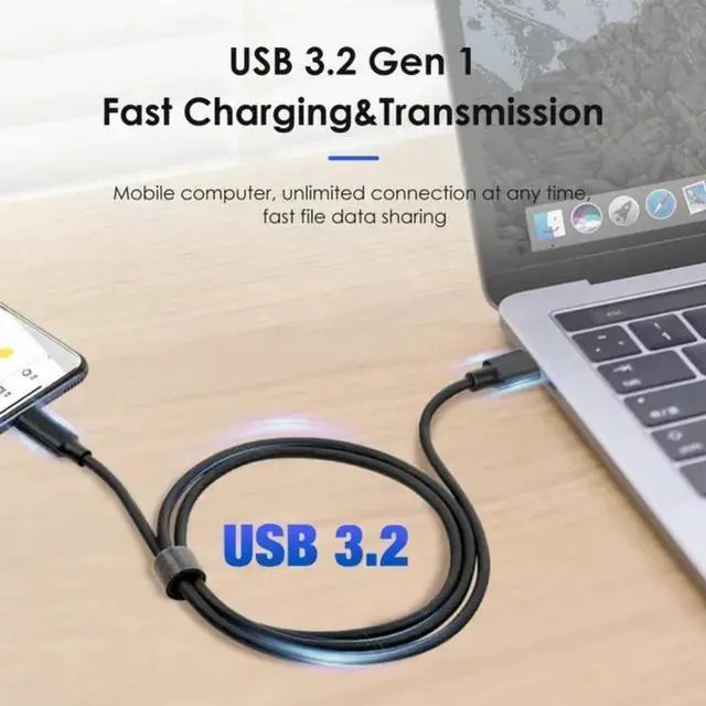 Alt view image 3 of 7 - USB A to USB C Cable 2Pack(3.3ft+3.3ft), USB 3.1 Gen 2 10Gbps 3A 60W Fast Charge ,for PD Docking Station,T5 LaCie SSD,Hard Drives,MacBook Pro,iPad Pro 2018,Black