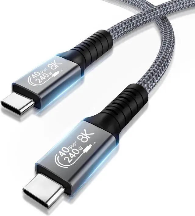 Alt view image 6 of 7 - USB C to USB C Video Cable 8K@60Hz, USB4 C Monitor Cable Supports 8K UHD Display/40Gbps High-Speed Data Transfer/240W PD Compatible with Thunderbolt 3/4 MacBook, iPad Pro, Samsung, HP, Dell - 1.5FT