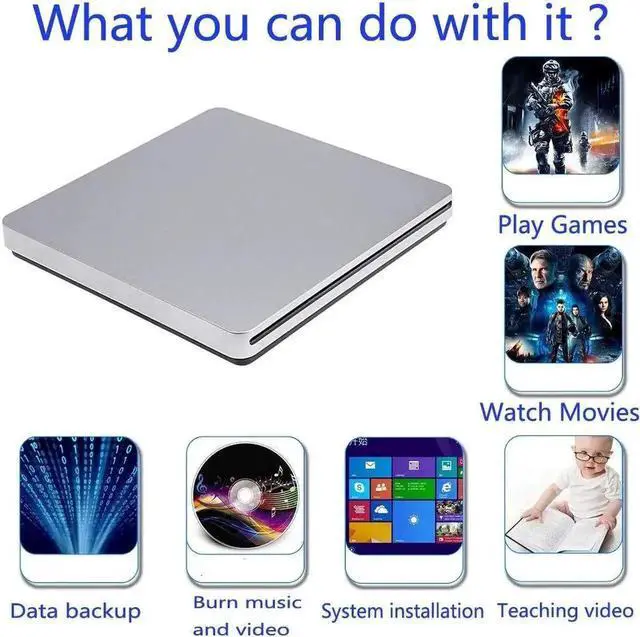 Alt view image 4 of 7 - USB-C Superdrive External DVD/CD Reader and DVD/CD Burner for Apple-MacBook Air/Pro/iMac/Mini/MacBook Pro/ASUS/ASUS/DELL Latitude with USB-C Port Plug and Play(Silver)