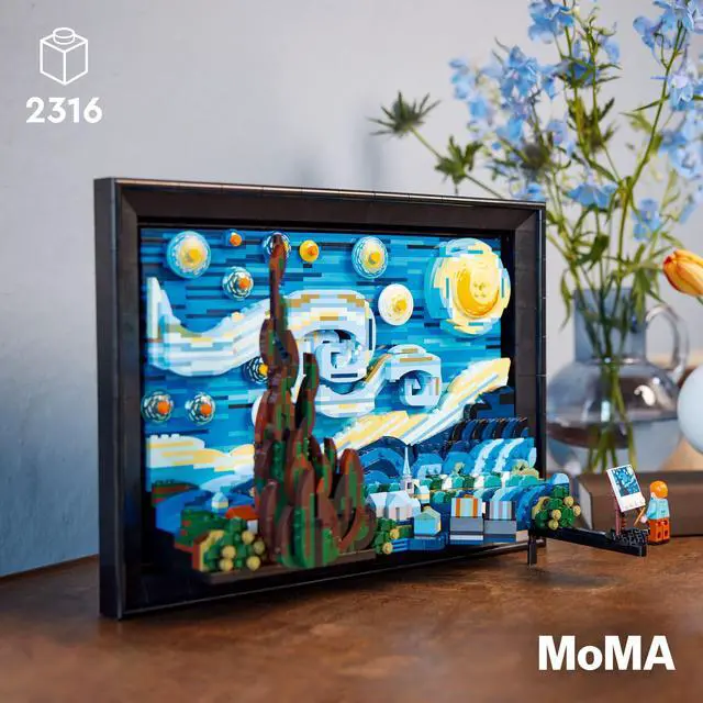 Alt view image 2 of 6 - LEGO Ideas Vincent van Gogh - The Starry Night 21333, Unique 3D Wall Art Home Décor Piece with Artist Minifigure, Creative Crafts Set for Adults