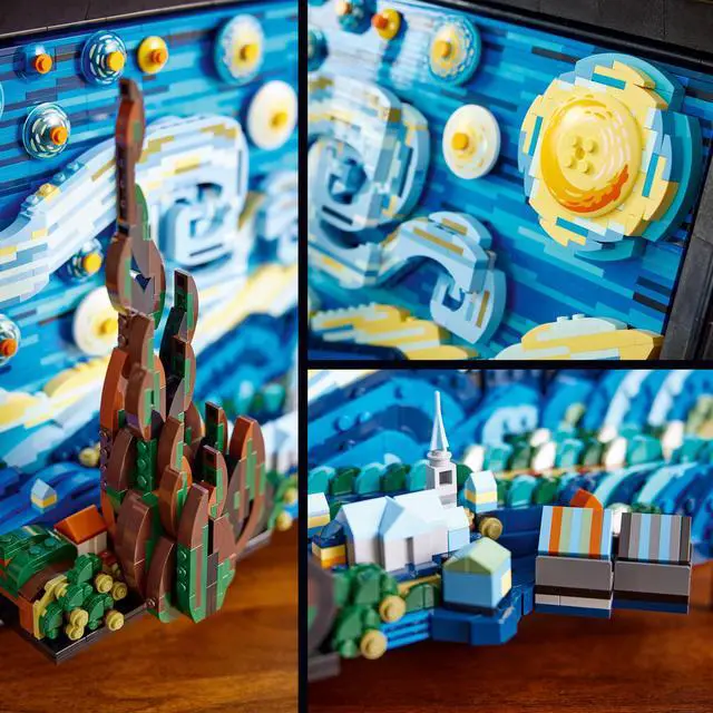 Alt view image 4 of 6 - LEGO Ideas Vincent van Gogh - The Starry Night 21333, Unique 3D Wall Art Home Décor Piece with Artist Minifigure, Creative Crafts Set for Adults