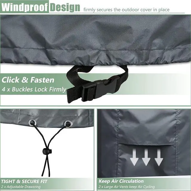 Alt view image 4 of 7 - Patio Furniture Set Cover Waterproof Outdoor Sectional Sofa Set Cover Heavy Duty 600D Garden Table and Chairs Set Cover