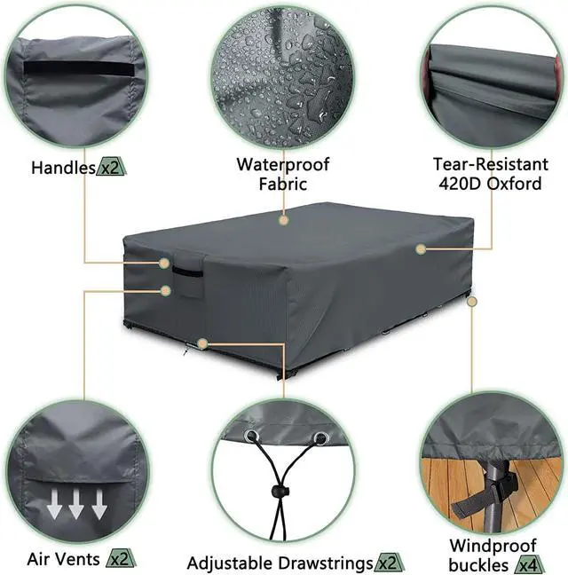 Alt view image 3 of 7 - Patio Furniture Set Cover Waterproof Outdoor Sectional Sofa Set Cover Heavy Duty 600D Garden Table and Chairs Set Cover