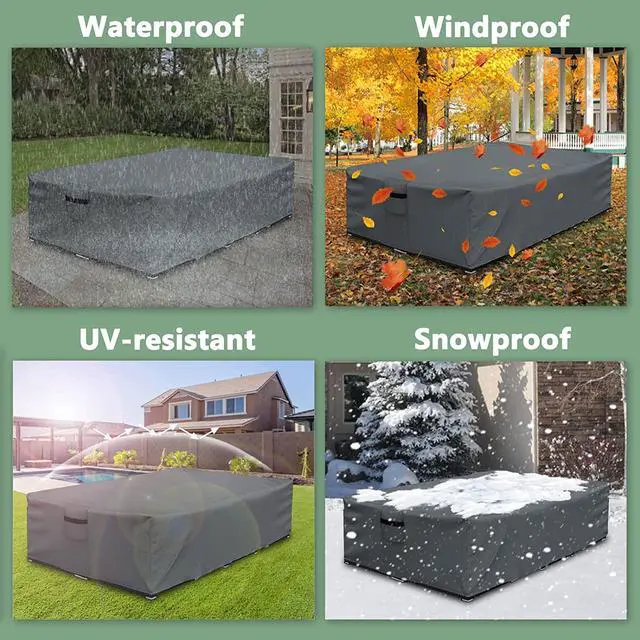 Alt view image 5 of 7 - Patio Furniture Set Cover Waterproof Outdoor Sectional Sofa Set Cover Heavy Duty 600D Garden Table and Chairs Set Cover