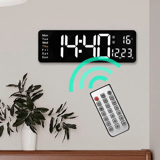 Main image of Large LED Digital Wall Clock Temperature Date Day Display USB Remote Control