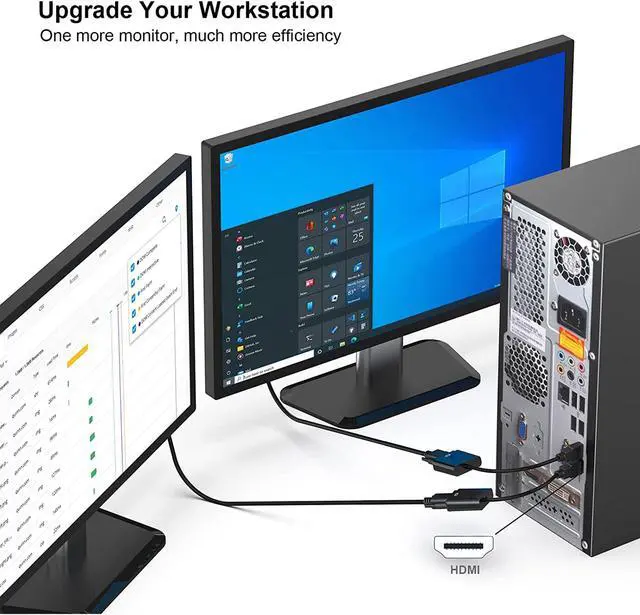 Alt view image 4 of 5 - HDMI to VGA with Audio, Gold-Plated Active HDMI to VGA Adapter (Male to Female) with Micro USB Power Cable & 3.5mm Audio Cable