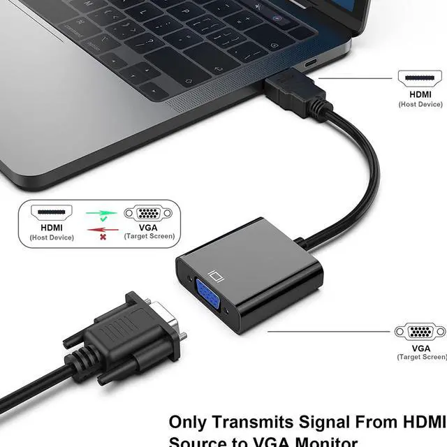 Alt view image 2 of 5 - HDMI to VGA with Audio, Gold-Plated Active HDMI to VGA Adapter (Male to Female) with Micro USB Power Cable & 3.5mm Audio Cable