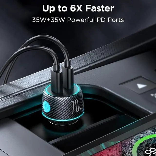 Alt view image 7 of 7 - USB C Car Charger, 70W 2-Port Double Fast Type C Car Charger Adapter
