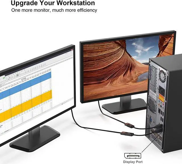 Alt view image 7 of 7 - DisplayPort (DP) to HDMI Adapter, Gold-Plated Uni-Directional Display Port PC to HDMI Screen Converter (Male to Female)