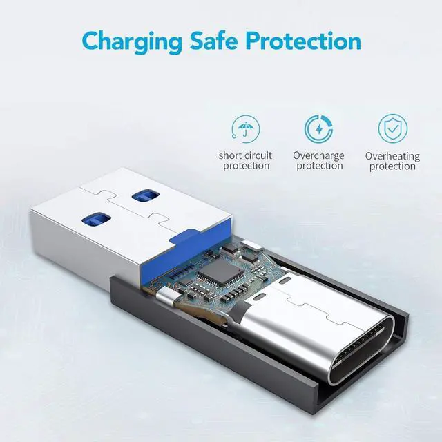 Alt view image 2 of 3 - USB C Female to USB Male Adapter (2-Pack), 3.0 USB A to USB C Adapter