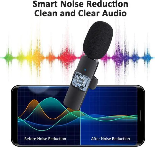 Alt view image 3 of 6 - Professional Wireless Lapel Microphone for Android Computer - Cordless Omnidirectional Condenser Recording Mic with USB C Interface for Interview Video Podcast Vlog YouTube