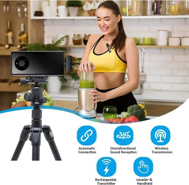 Alt view image 2 of 6 - Professional Wireless Lapel Microphone for Android Computer - Cordless Omnidirectional Condenser Recording Mic with USB C Interface for Interview Video Podcast Vlog YouTube
