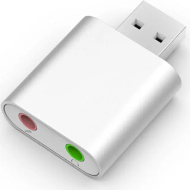 Main image of USB to Audio External Stereo Sound Adapter with 3.5mm Headphone and Microphone Jack for USB Audio Device, Windows, Mac, Linux, PC, Laptops, Desktops
