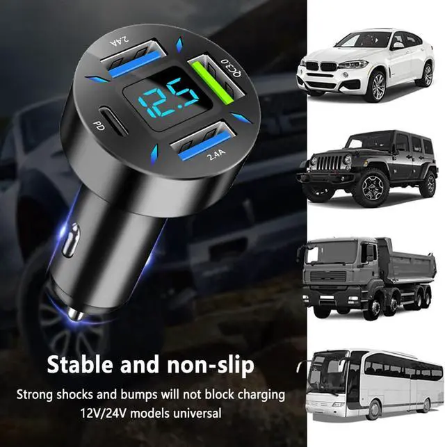 Alt view image 5 of 7 - 4-in-1 Car Charger 66W Super Fast Charging with USB PD&QC 3.0 Universal Quick Charge for 12-24V Car Cigarette Lighter Plug