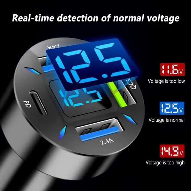 Alt view image 7 of 7 - 4-in-1 Car Charger 66W Super Fast Charging with USB PD&QC 3.0 Universal Quick Charge for 12-24V Car Cigarette Lighter Plug