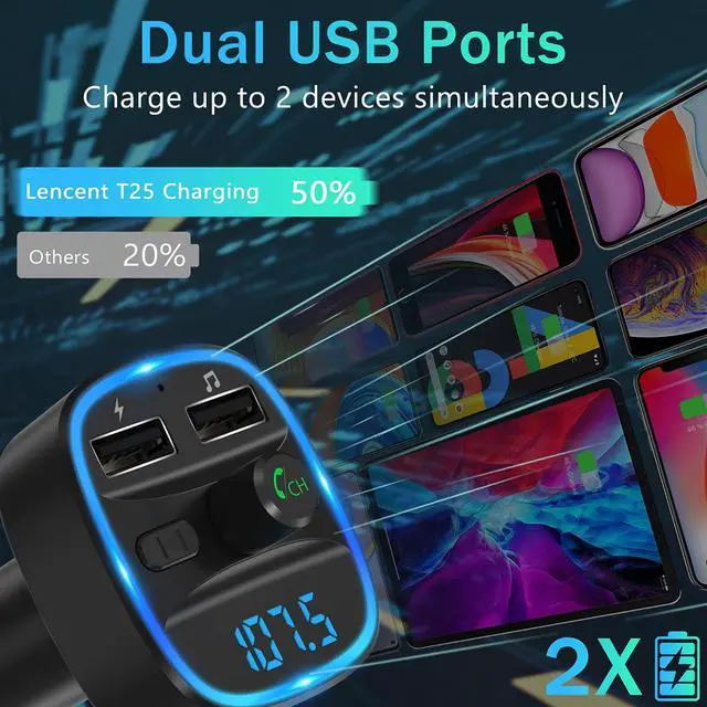 Alt view image 4 of 4 - Handsfree Call Dual USB Port Car Charger,Wireless Bluetooth FM Transmitter Radio Receiver,Mp3 Audio Music Stereo Adapter