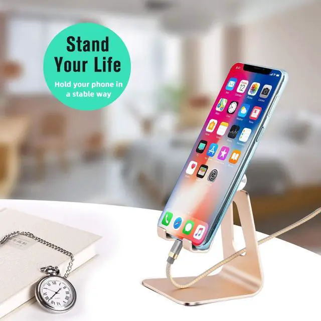 Alt view image 2 of 5 - Adjustable Cell Phone Stand, Phone Holder,Aluminum Desktop Compatible with All Mobile Phones