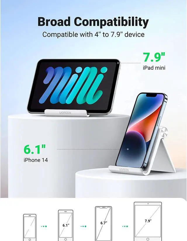 Alt view image 4 of 7 - Cell Phone Stand for Desk Phone Holder Foldable Portable Adjustable,Office Desk Travel Accessories