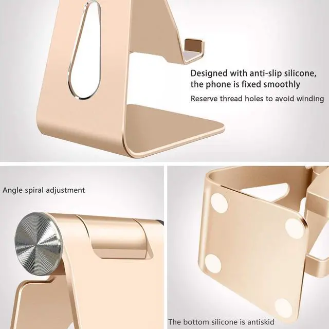 Alt view image 5 of 5 - Adjustable Cell Phone Stand, Phone Holder,Aluminum Desktop Compatible with All Mobile Phones