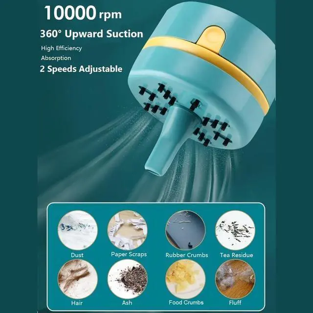 Alt view image 3 of 7 - Mini Portable Handheld Cordless Tabletop Crumb Sweeper Desktop Vacuum Cleaner, Cleaning Hairs, Crumbs, Computer Keyboard